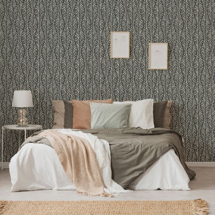 Block Print Leaves Peel & Stick Wallpaper | Wallpaper | Derrick Details