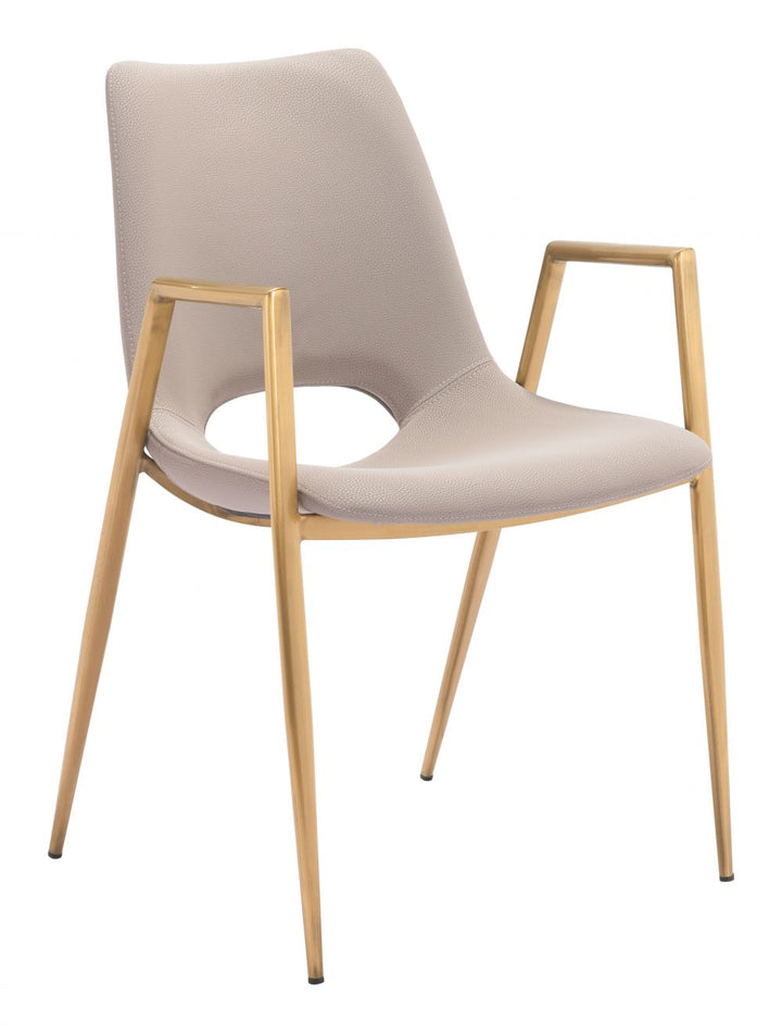 Desi Dining Chair Beige & Gold | Dining Chair | Derrick Details