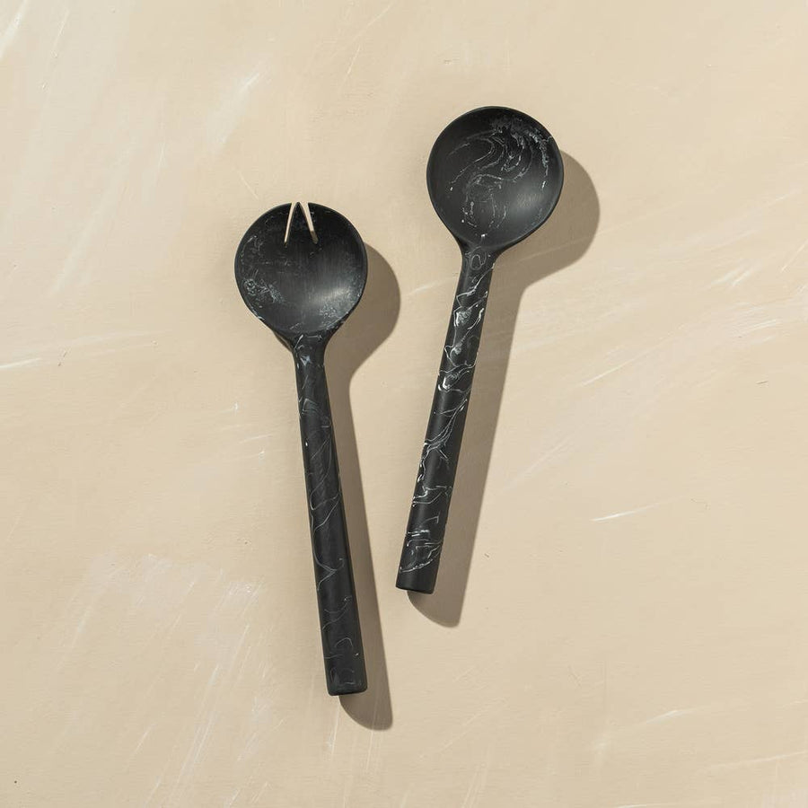 Flow Salad Servers | Ash Black |  | Derrick Details