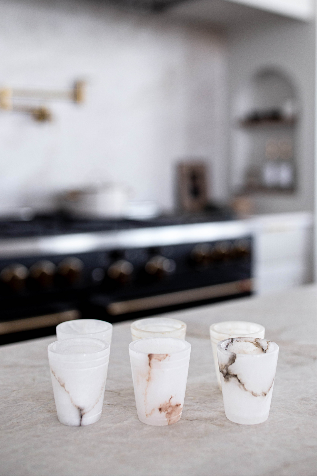 White Alabaster Shot Glasses Set | Glass | Derrick Details