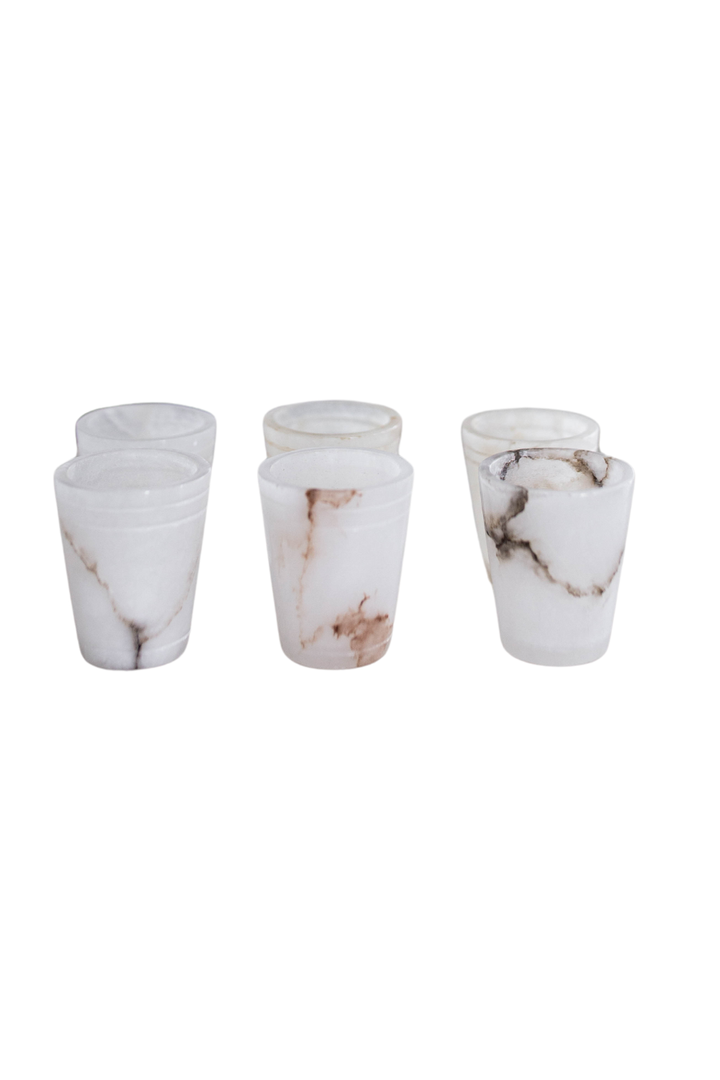 White Alabaster Shot Glasses | Set of 6