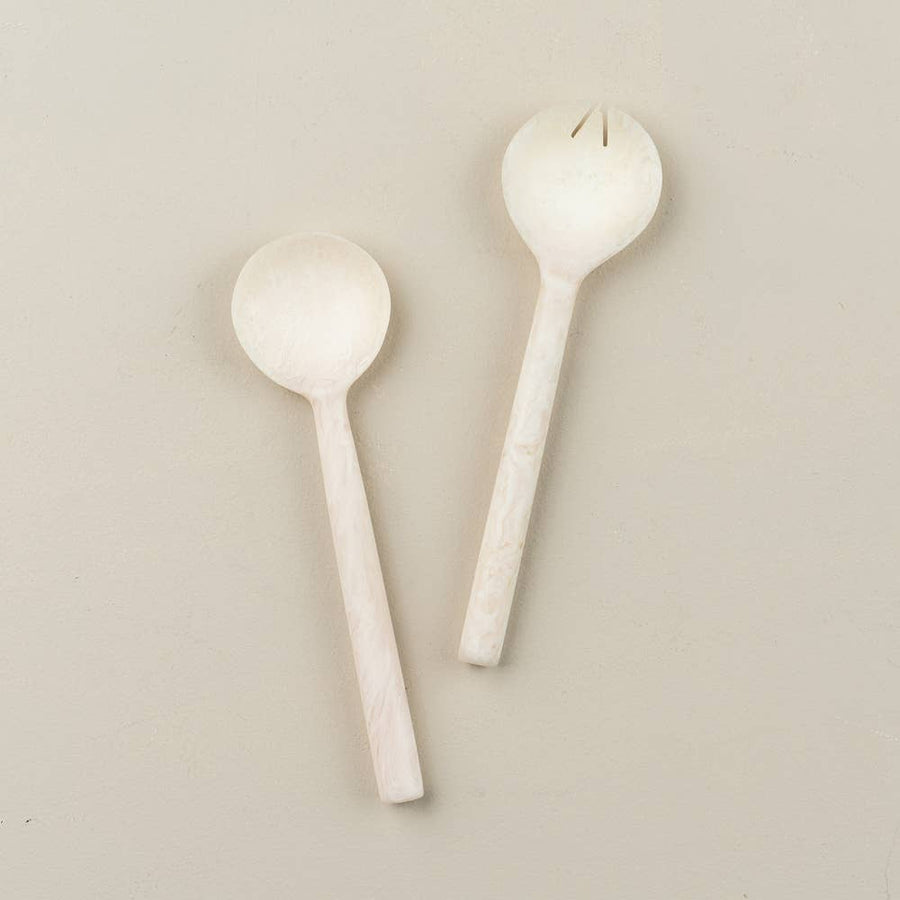 Flow Salad Servers | Marshmallow |  | Derrick Details